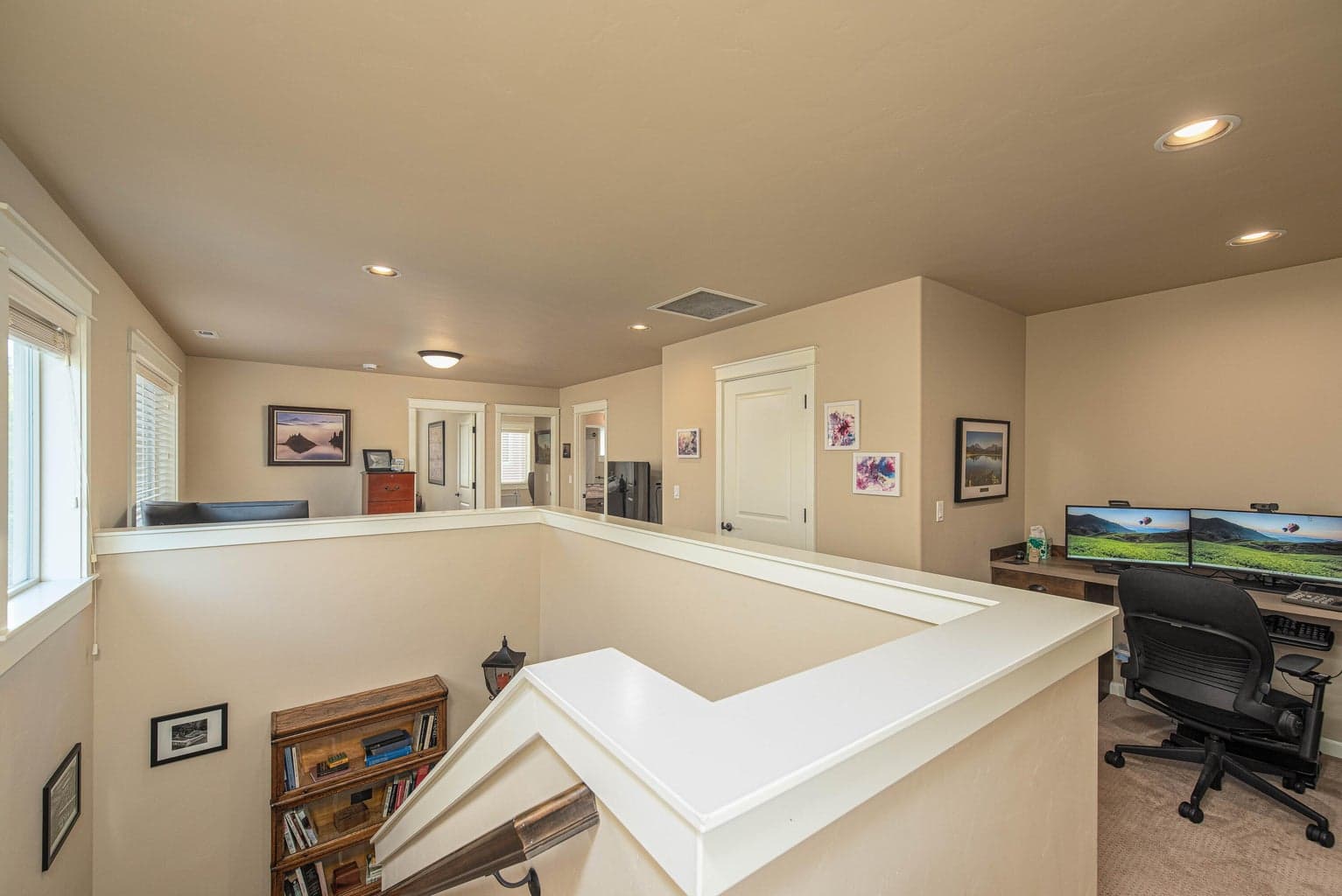 Loft area currently being used as 2 home offices