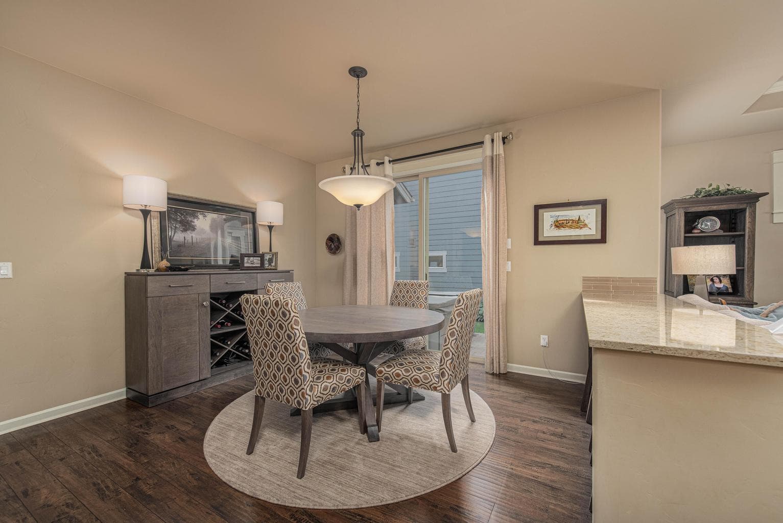 Dining area off of the side yard