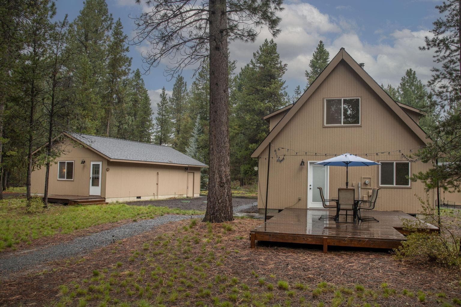 View of the back decks- bunkhouse is to the left