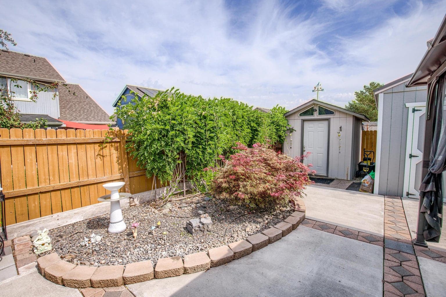 Ample, plus, storage in the back yard.