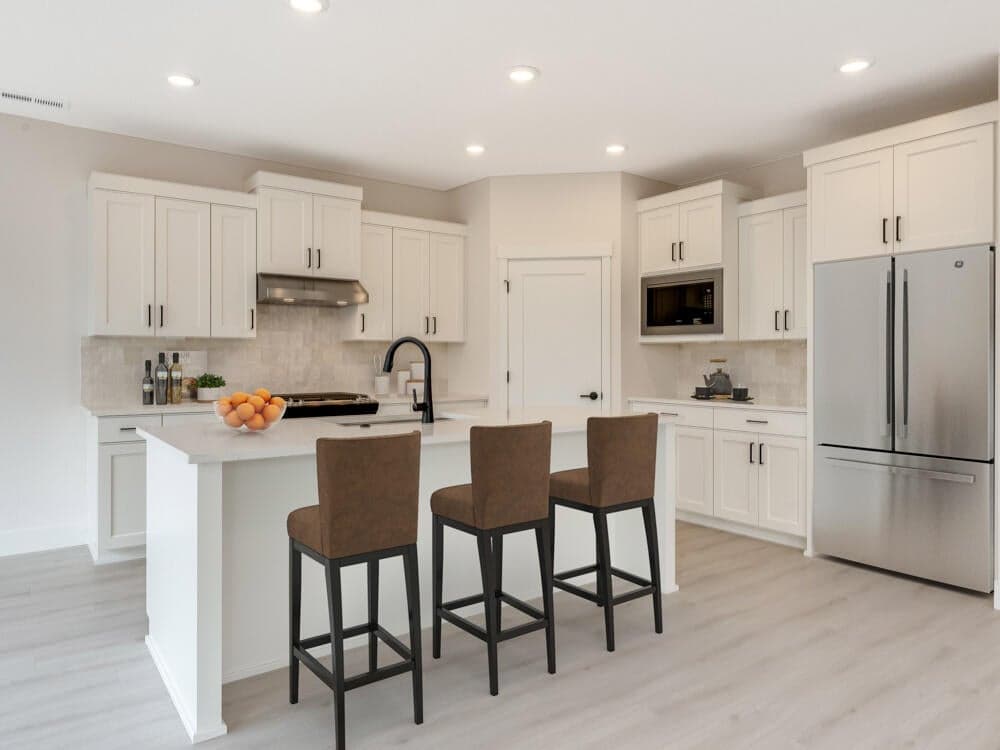 Image of kitchen has been virtual stage. Colors and surfaces may vary.