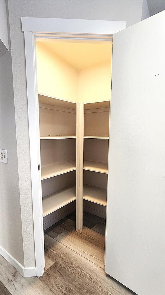 Corner pantry with interior light