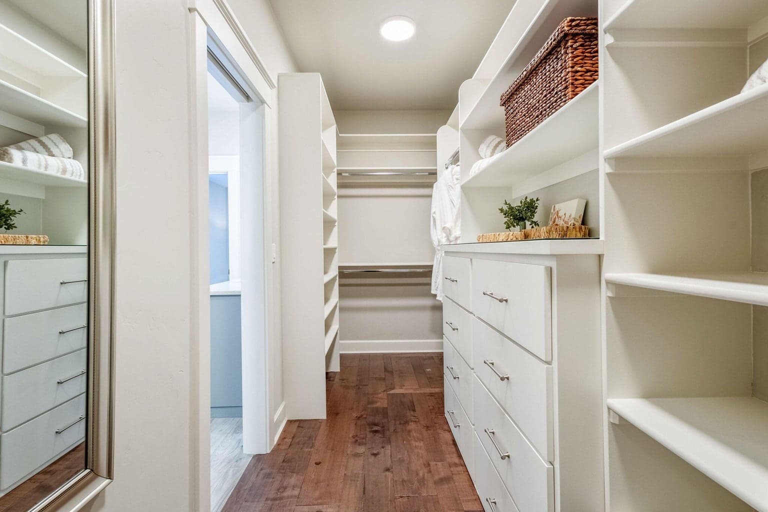Walk-in closet with custom built-ins