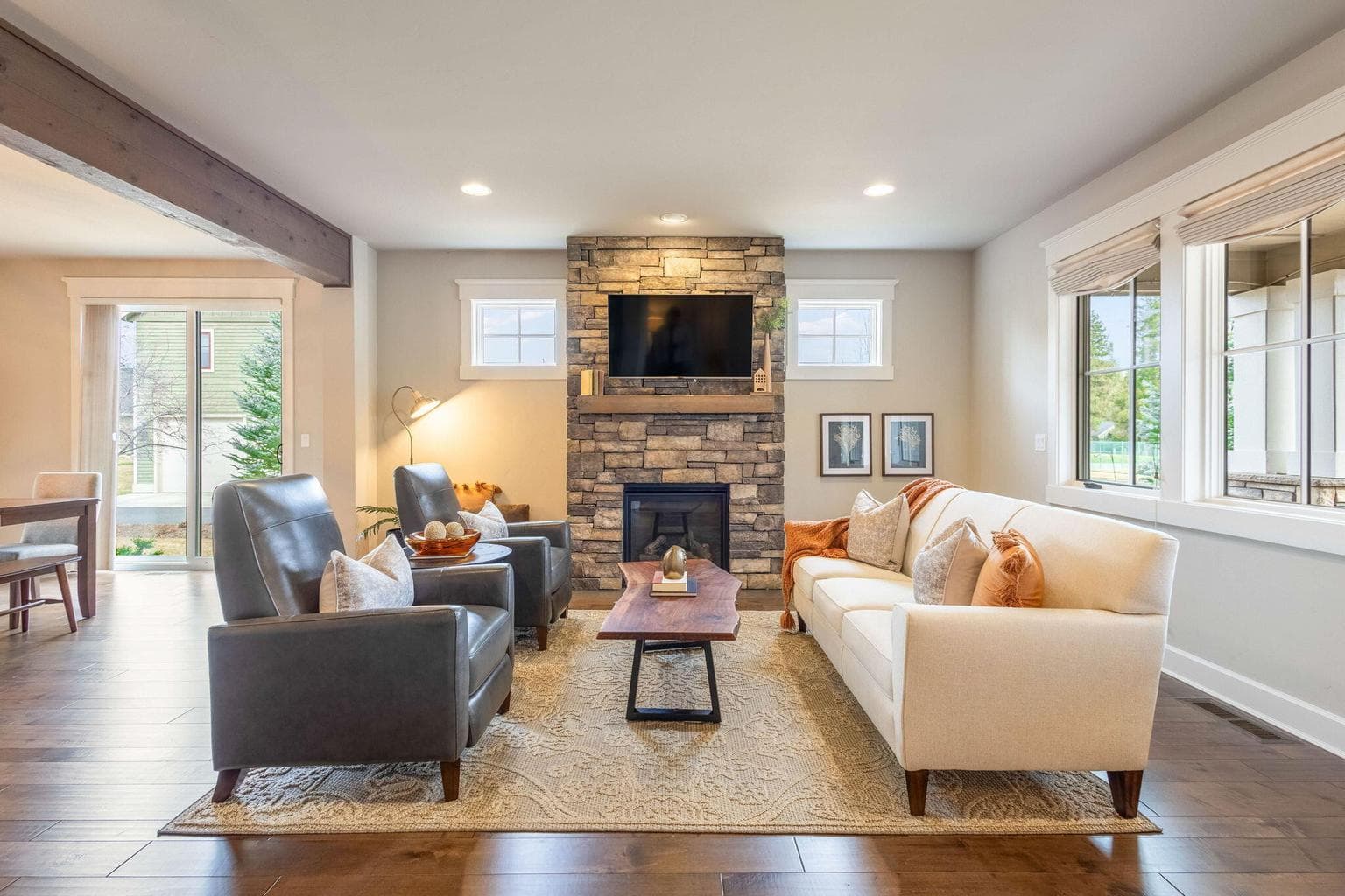 This thoughtfully designed residence blends timeless craftsmanship with modern comforts, offering seamless main-level living.