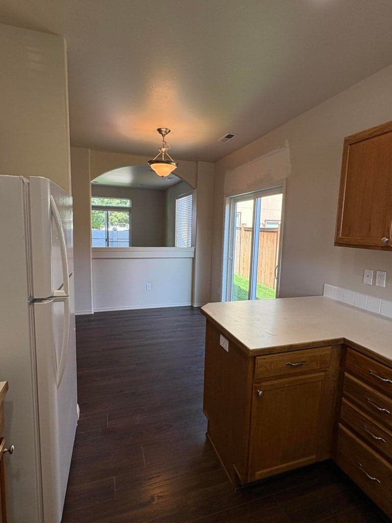 Sliding door from kitchen