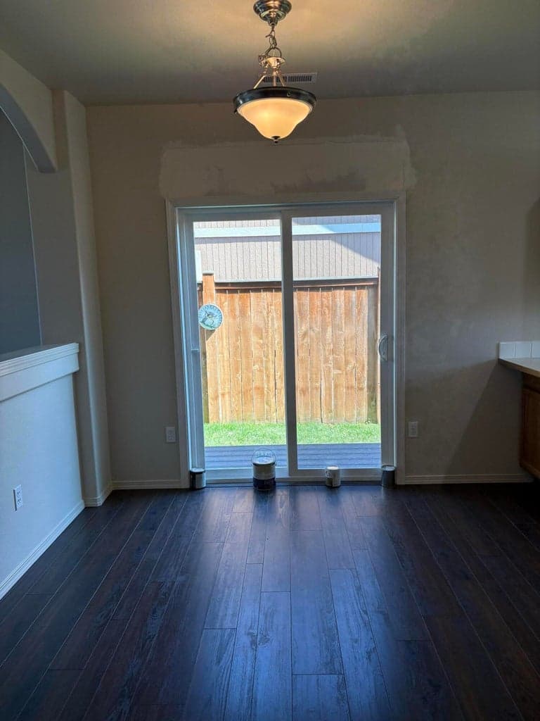 Sliding door in eating area