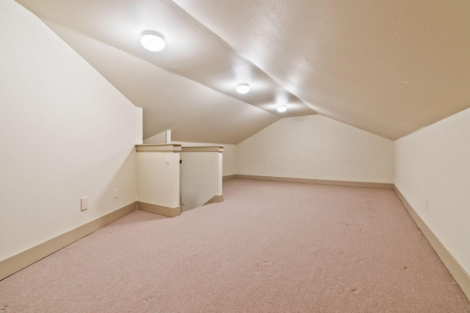 Finished storage room above garage