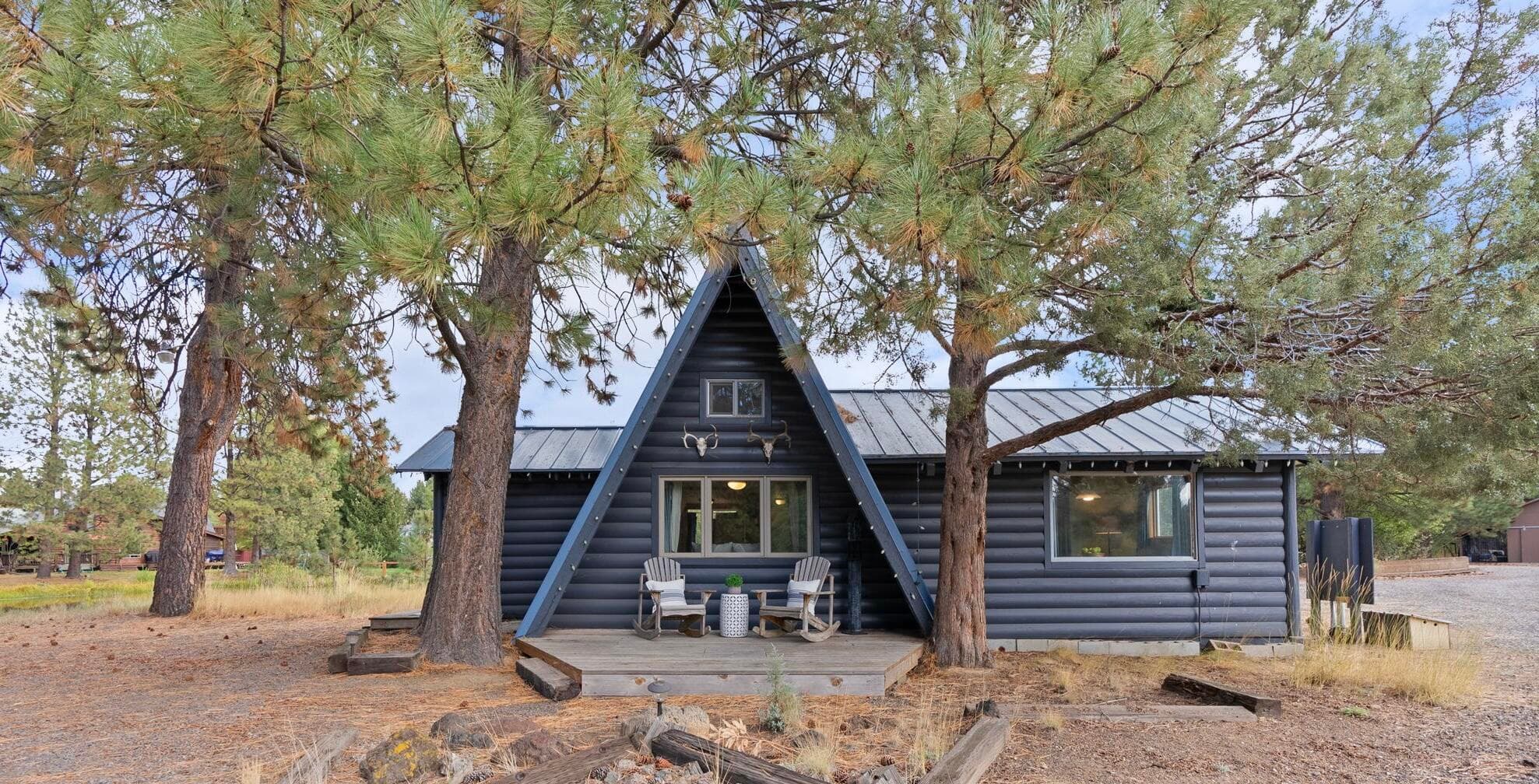 Stroll down the path to the classic A-Frame Cabin also set along the banks of Baker Pond.