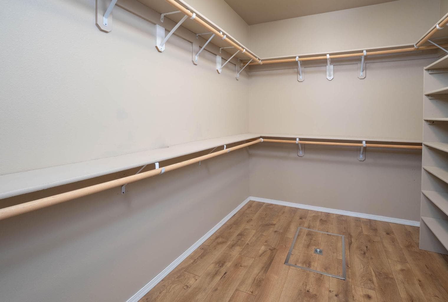 Roomy walk-in closet