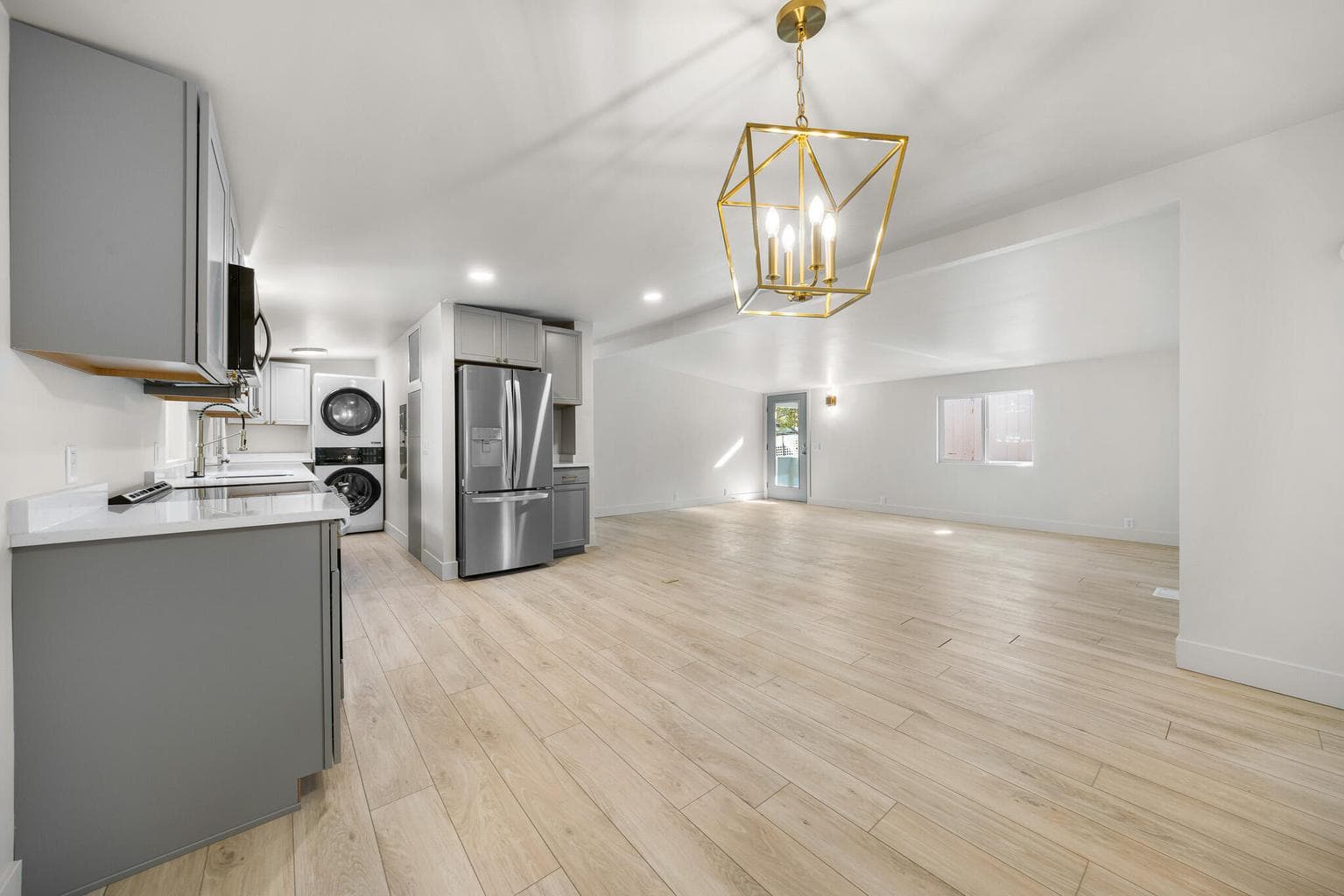 Home is light and bright, has warm lighting throughout.