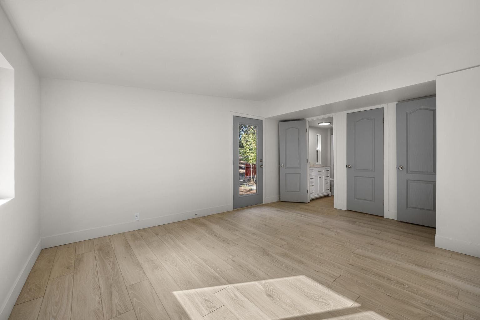 Primary is large, has walk in closet and door that leads to the backyard, primary has good separation from the other rooms,
