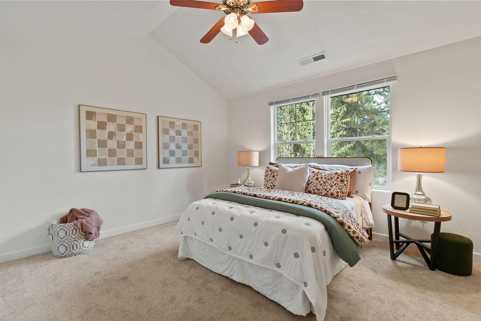 Upstairs primary suite with 2 walk-in closets, 2 vanities, and a separate commode and shower/tub