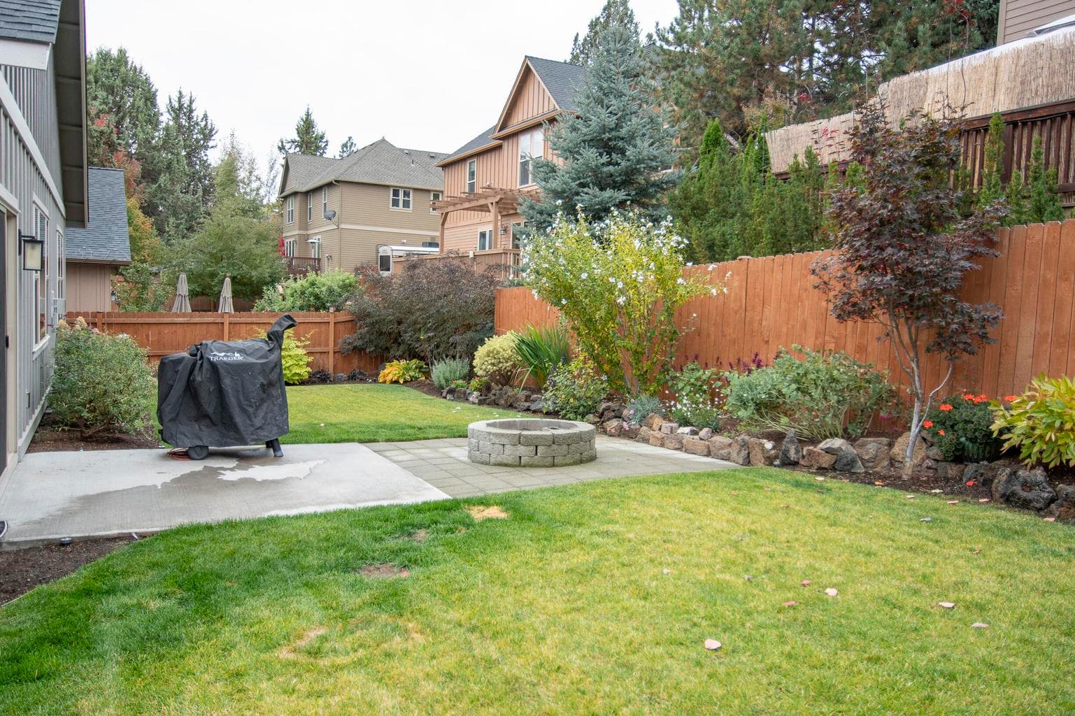 Professionally Landscaped with fire pit