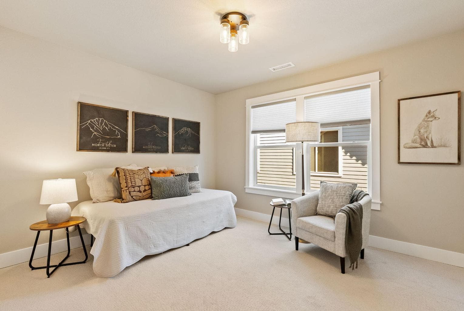 Upstairs Bedroom 1 shown with twin bed