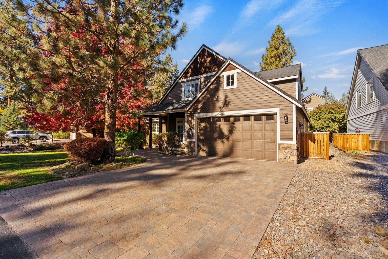 Paver driveway, front path, covered front porch area, covered back porch and side paths