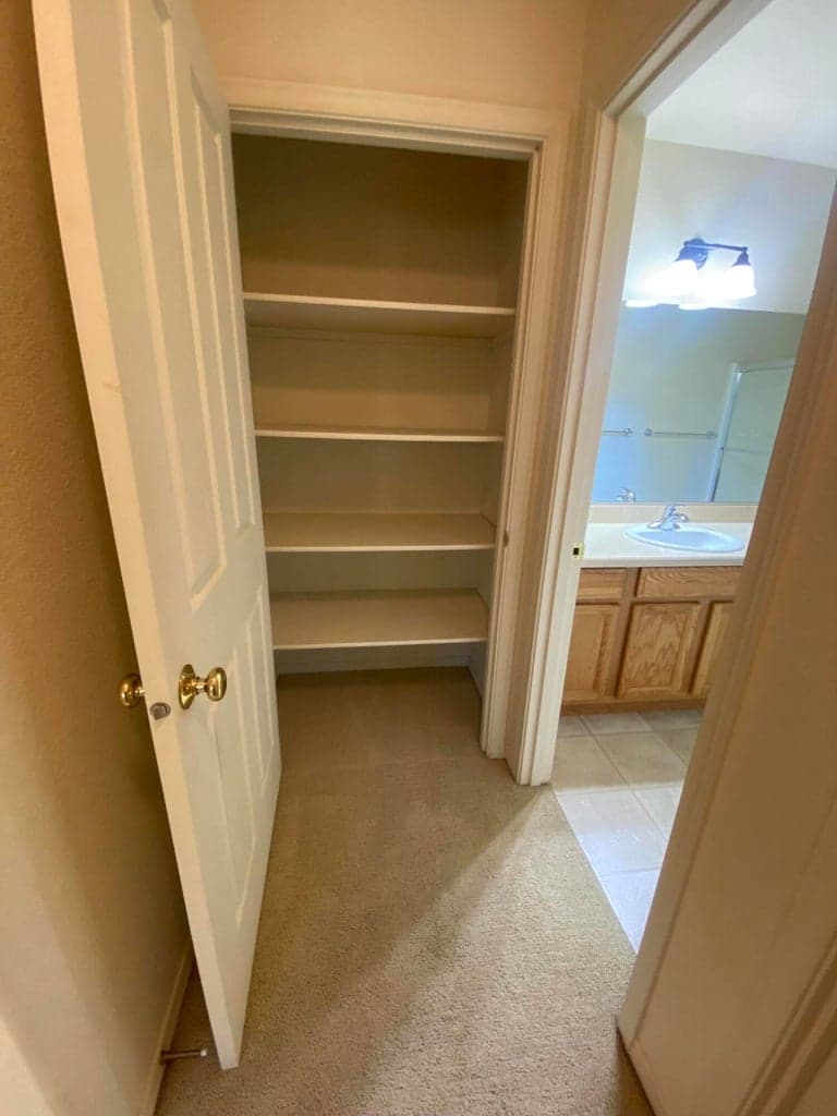 Hall storage and bathroom