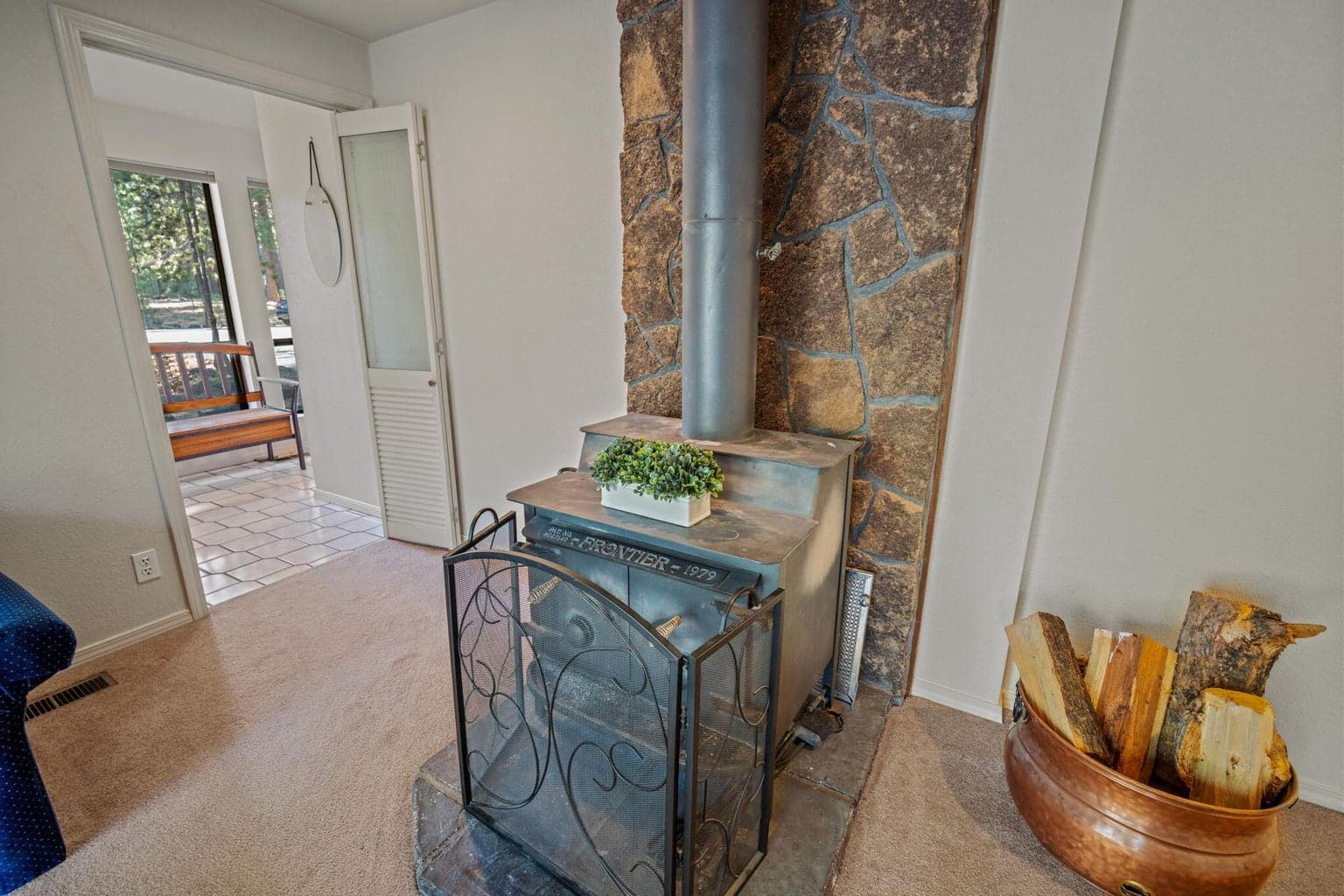 Family Room Wood Burning Stove for Our Chilly Central Oregon Nights.