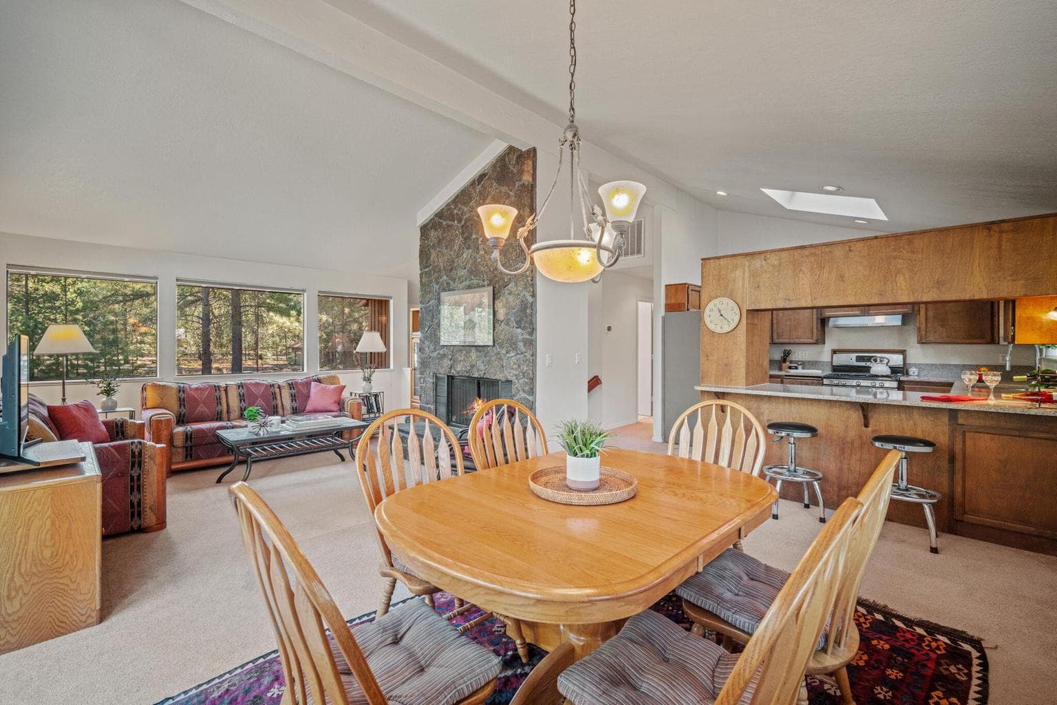 Great Room with Lava Rock Fireplace - 4 Newberry Lane