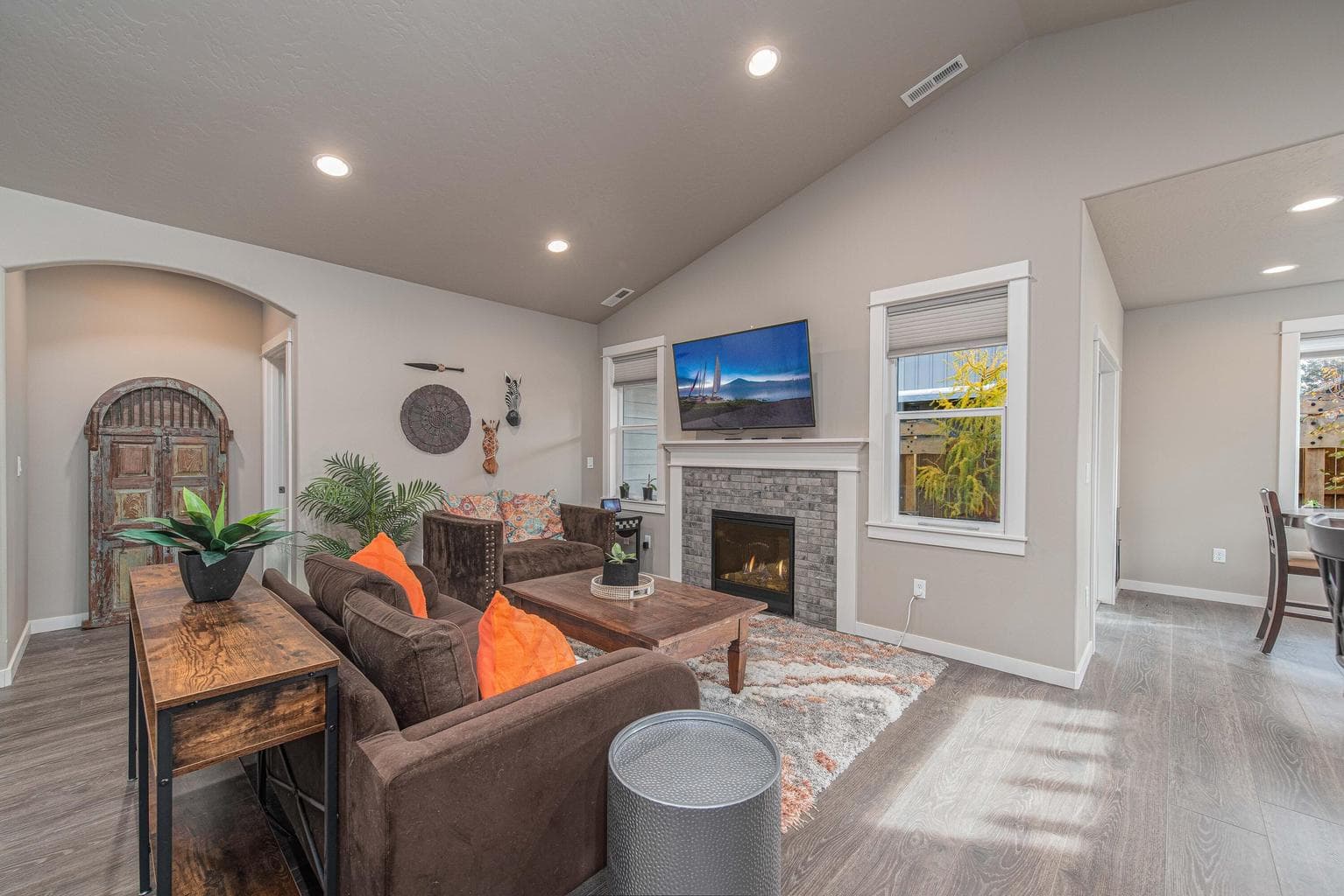 Cozy gas fireplace