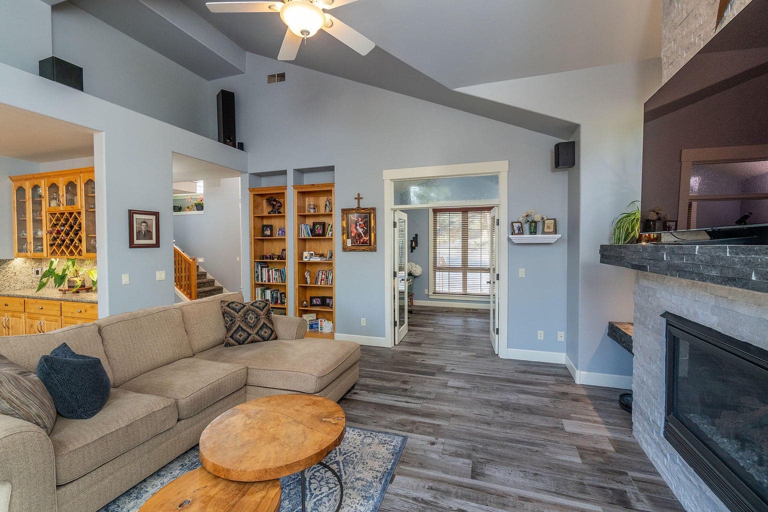 living area with entry to 4th bedroom or office space