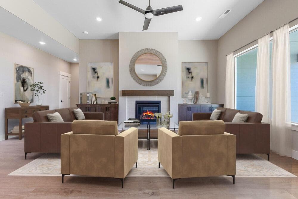 Greatroom with virtual staging.