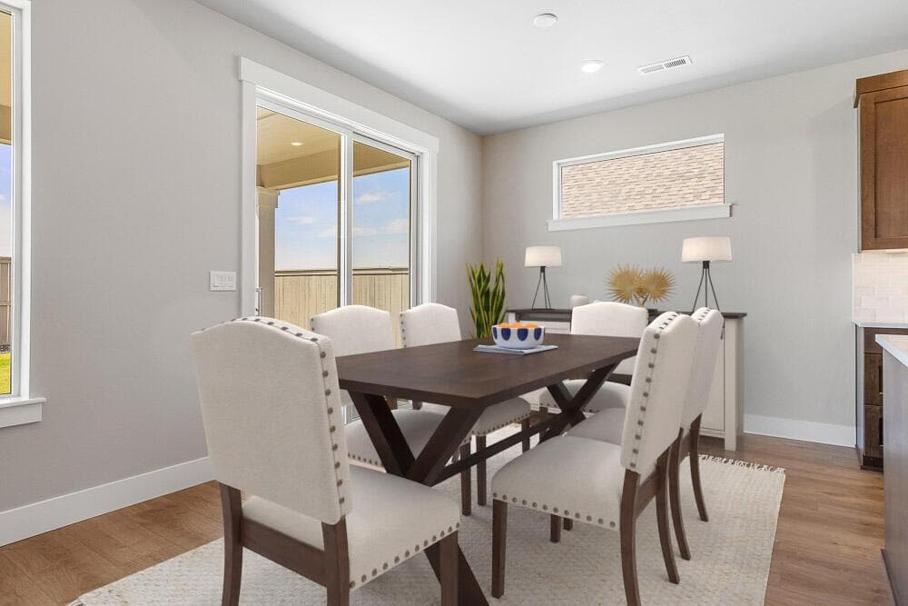 Dining area with virtual staging.