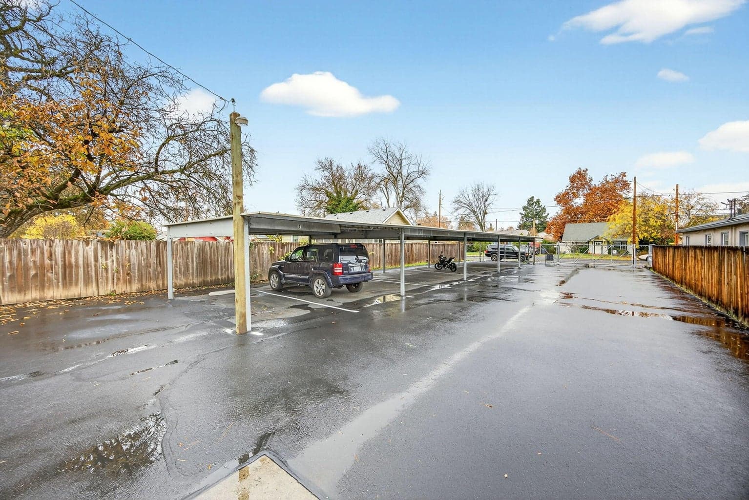 Gated covered parking spaces