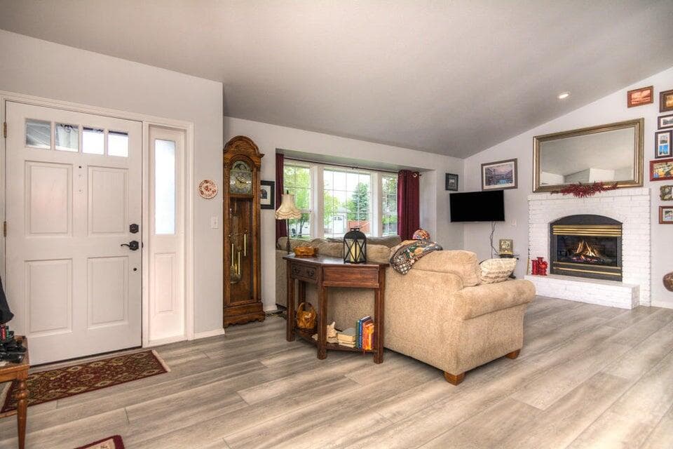 Entry door and great room