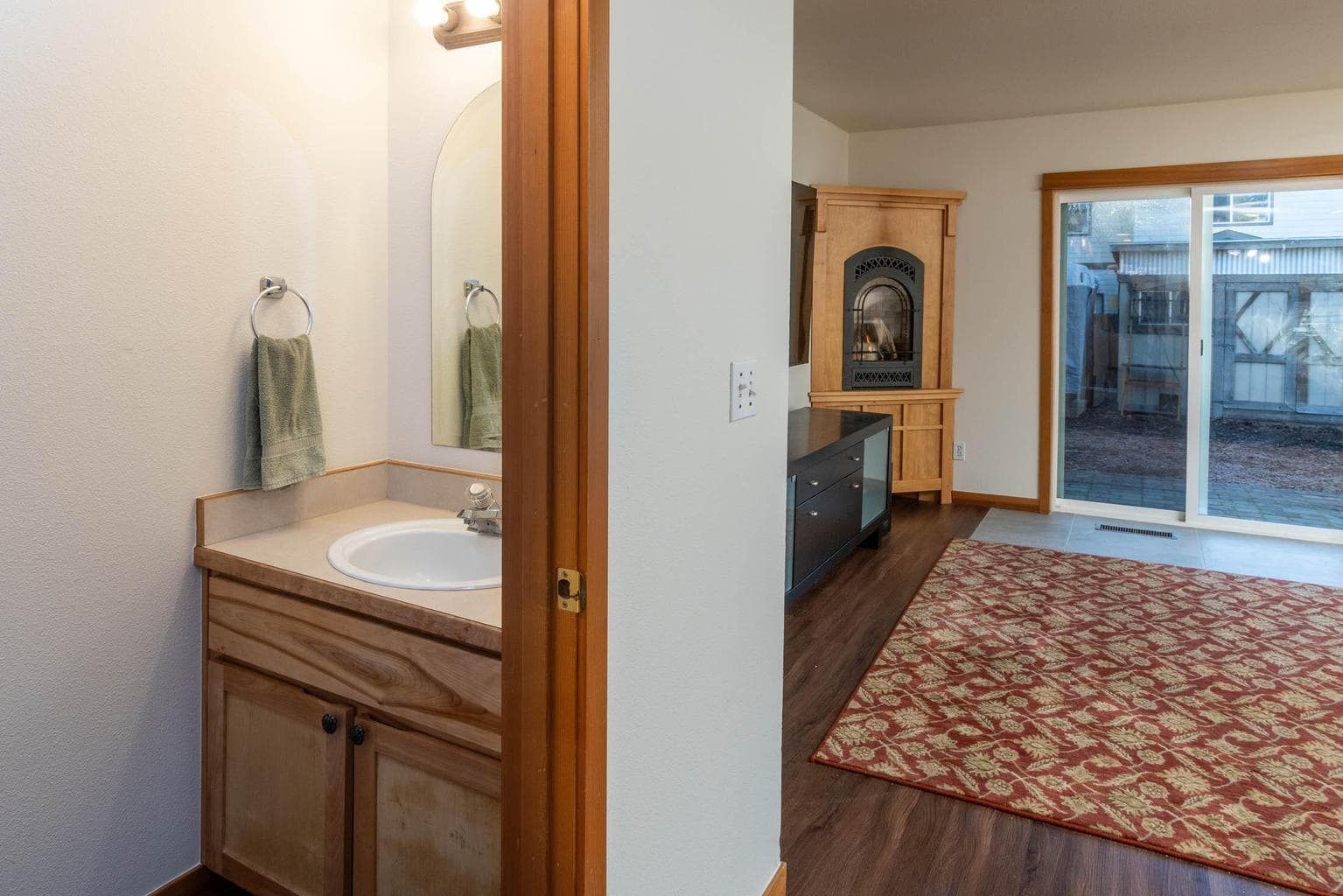 Half bath downstairs off the living room and kitchen