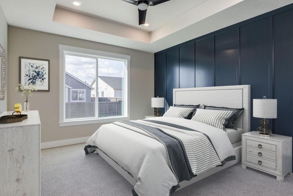 Primary suite. Sample photo, specs, design selections, and standards vary. Upgrades present.