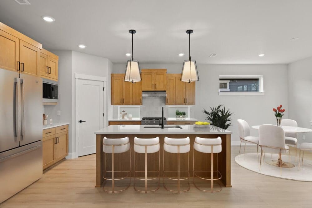 Kitchen. Photo has been virtually staged.