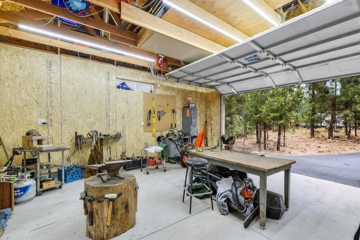 Attached shop with garage door