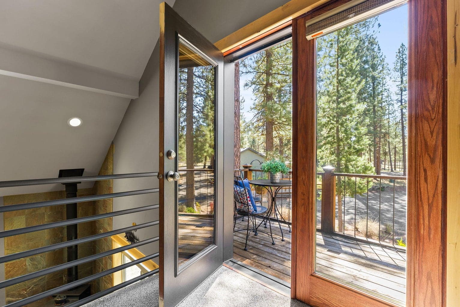 Upper balcony with garden-facing views