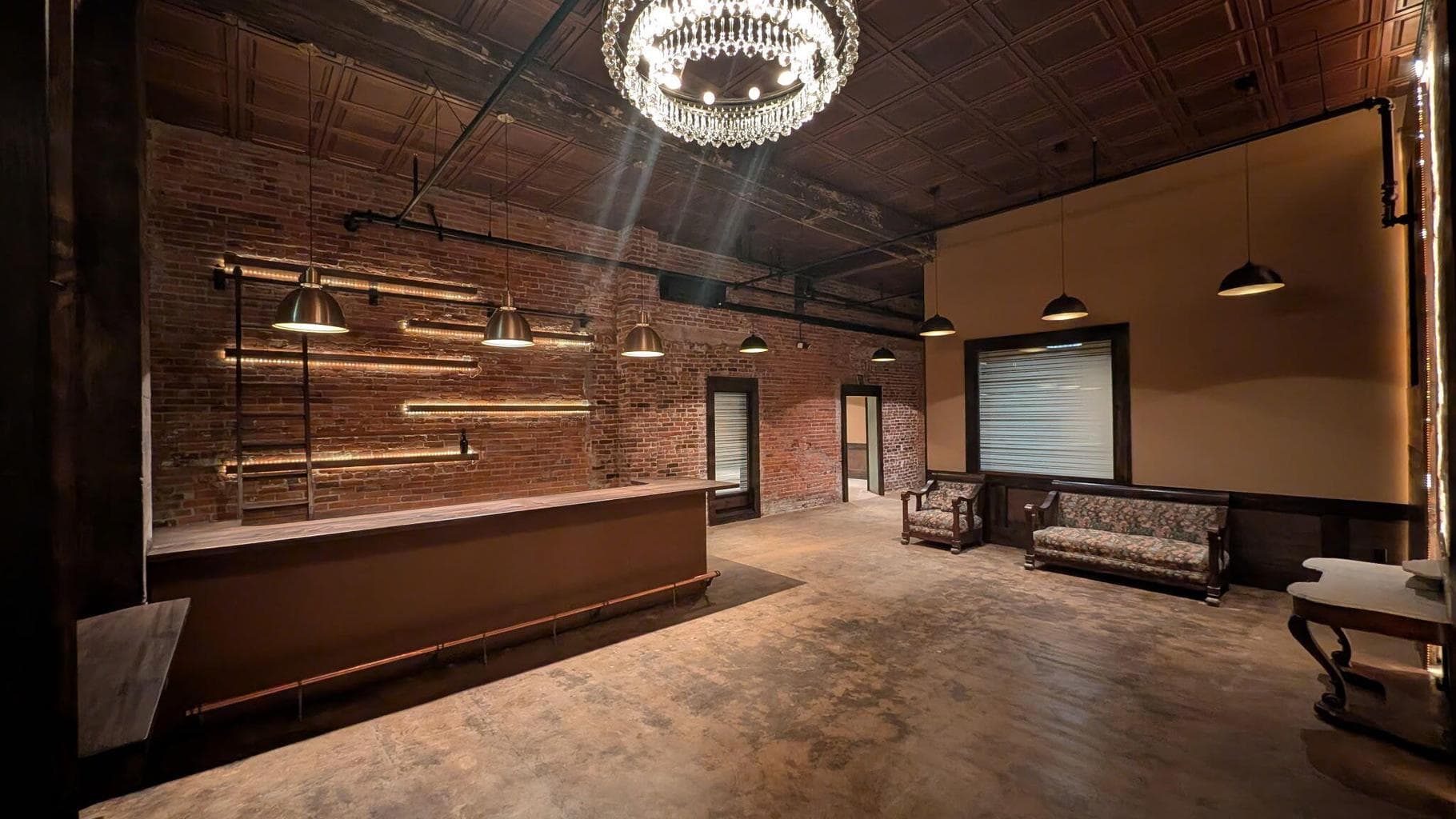 Restaurant space at night