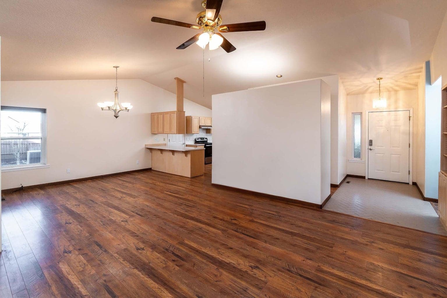 Overview of entry and living room