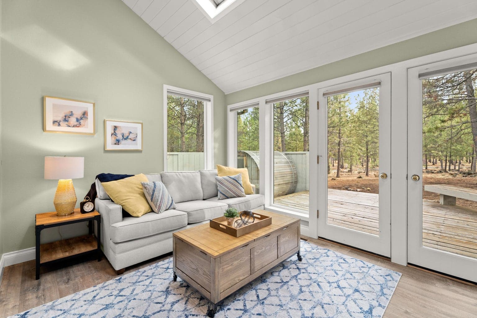 Access to the deck and hot tub and sauna.