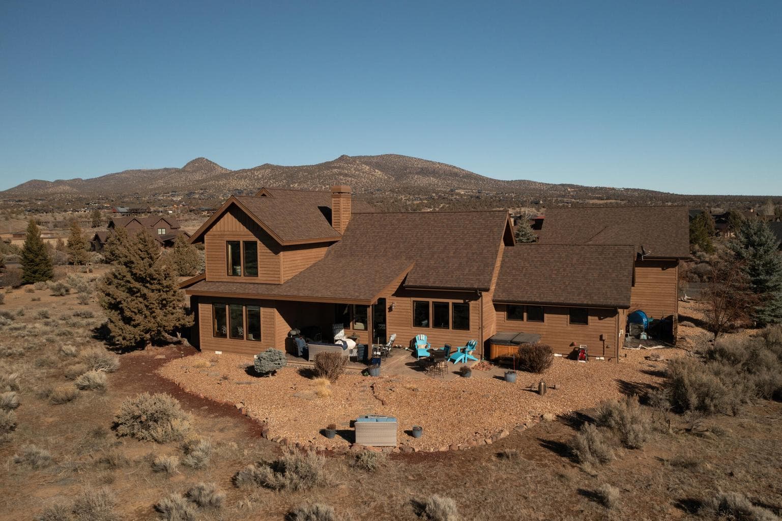 Backyard with view of the Powell Buttes to the East