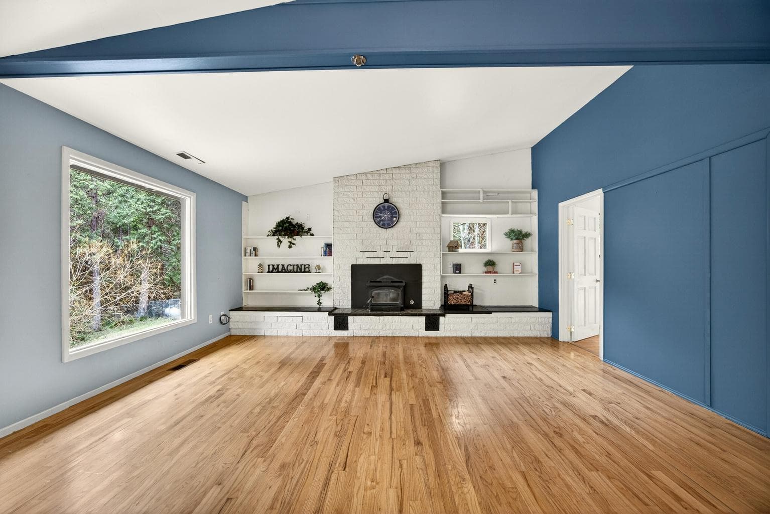 Family room w/ wood stove.