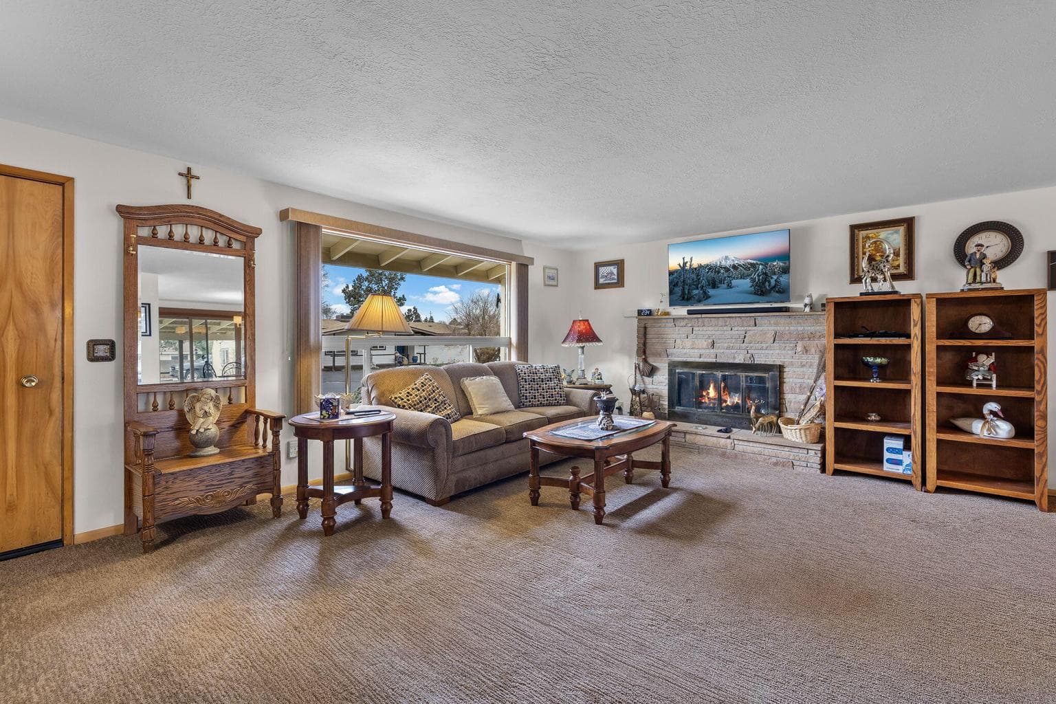 The Living room has a fireplace