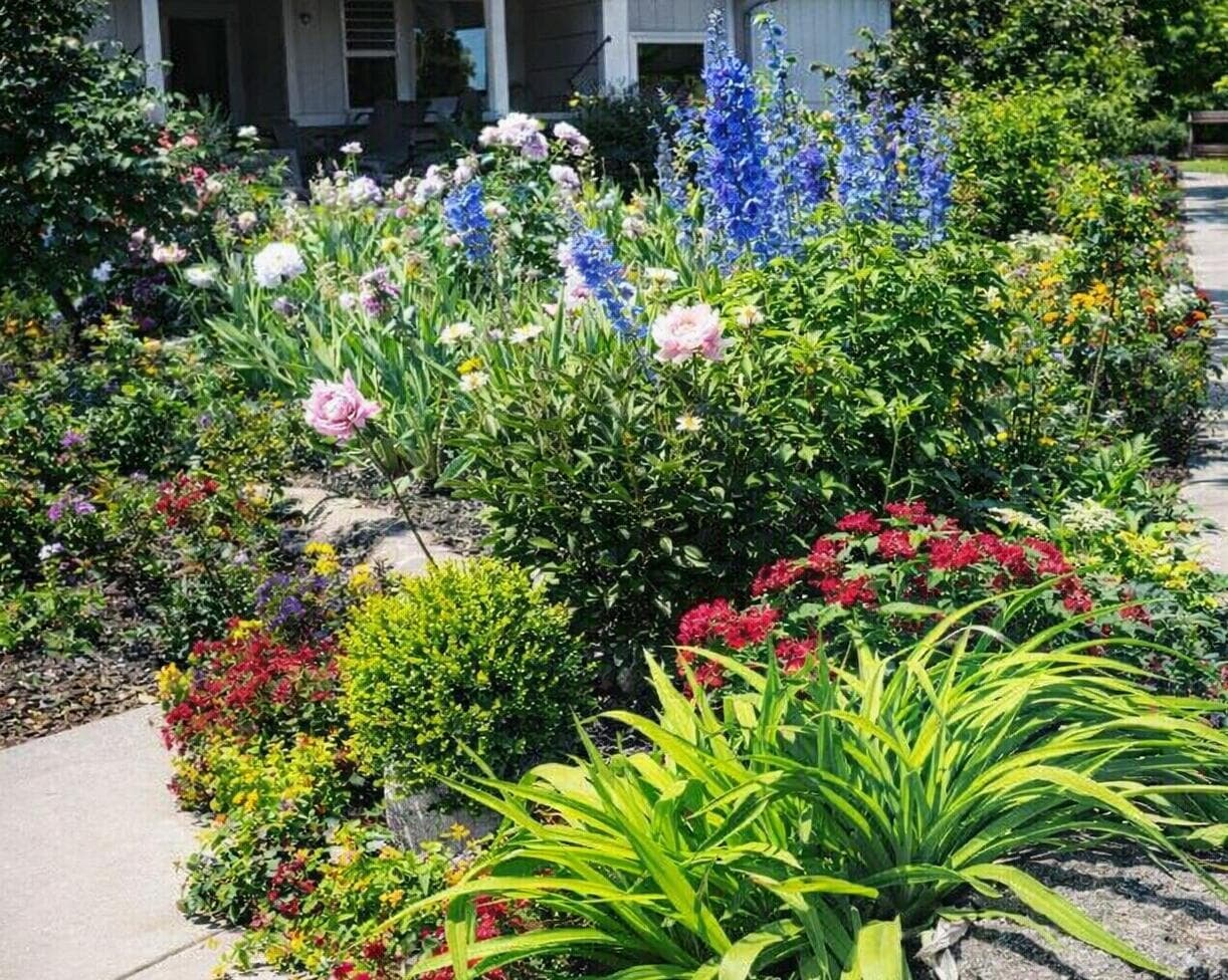 The front flower beds are beautiful! They come back every year!