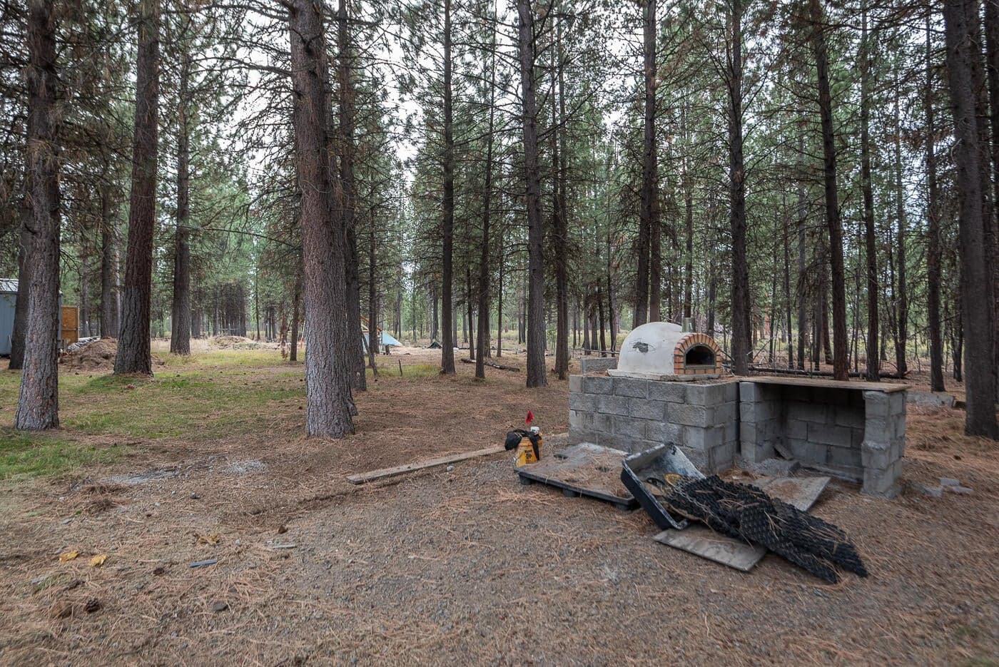 Pizza oven in backyard area