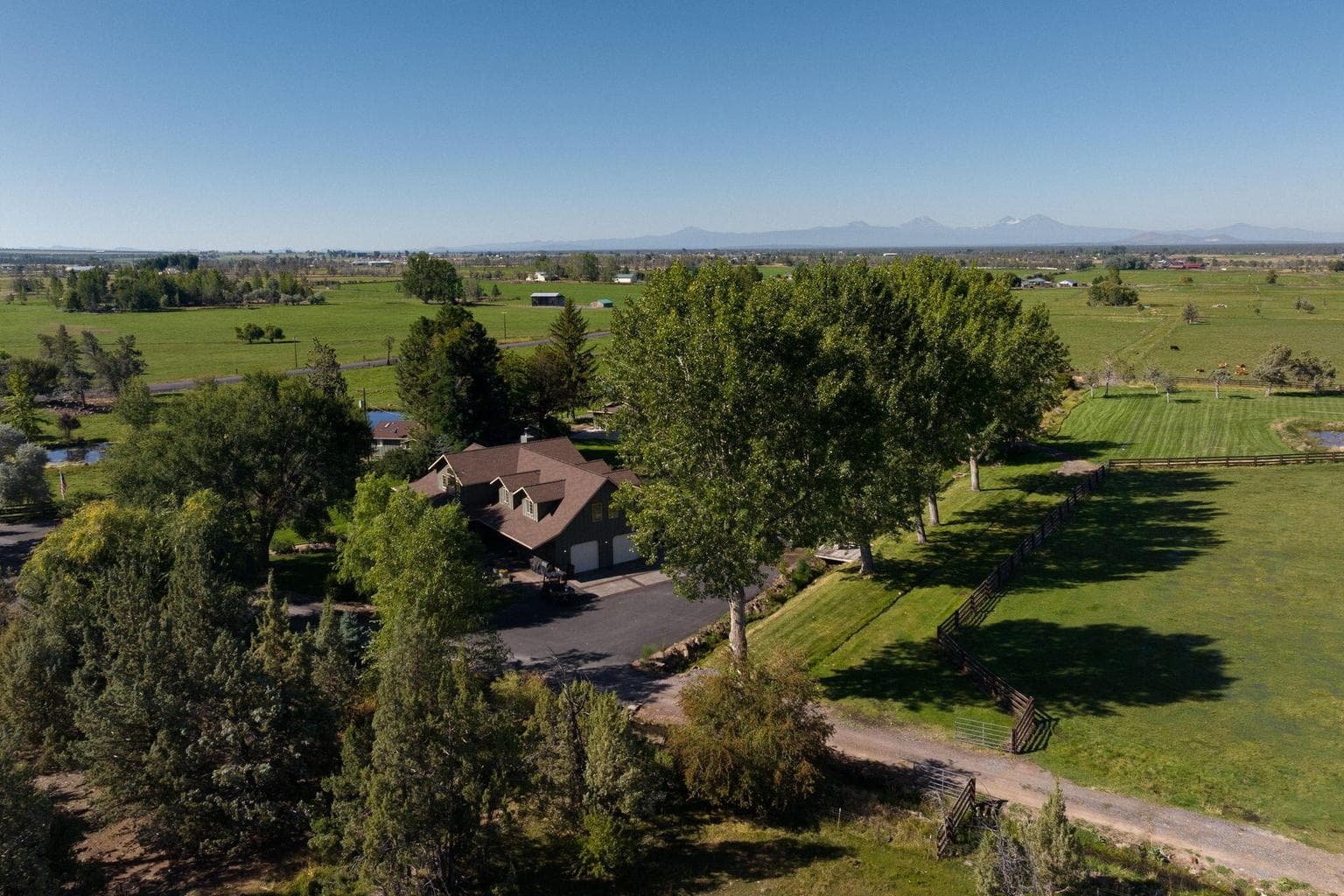 drone overlooking farmestead