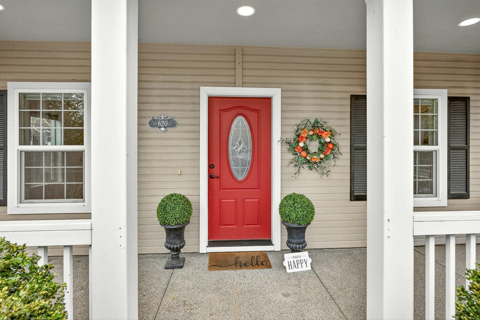 Charming covered front porch