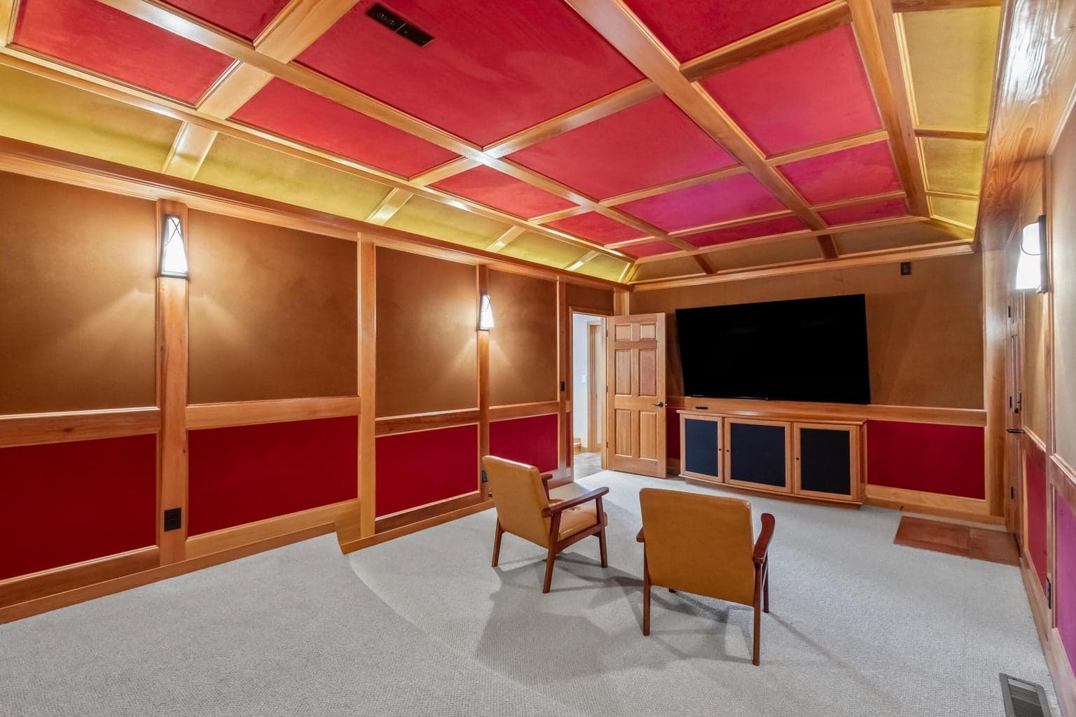 large theatre room with acoustical suede walls