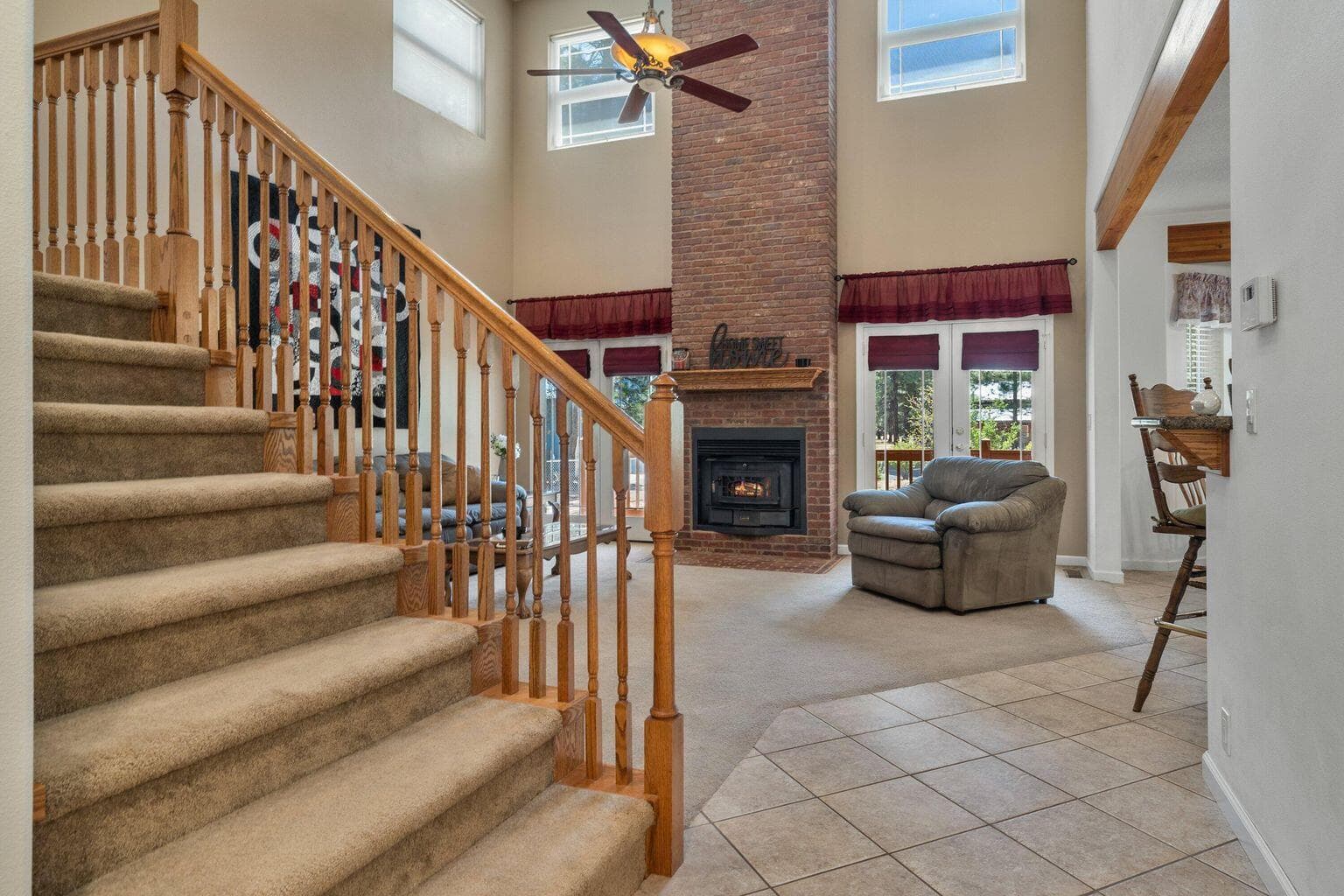 View of Great Rm and staircase from foyer