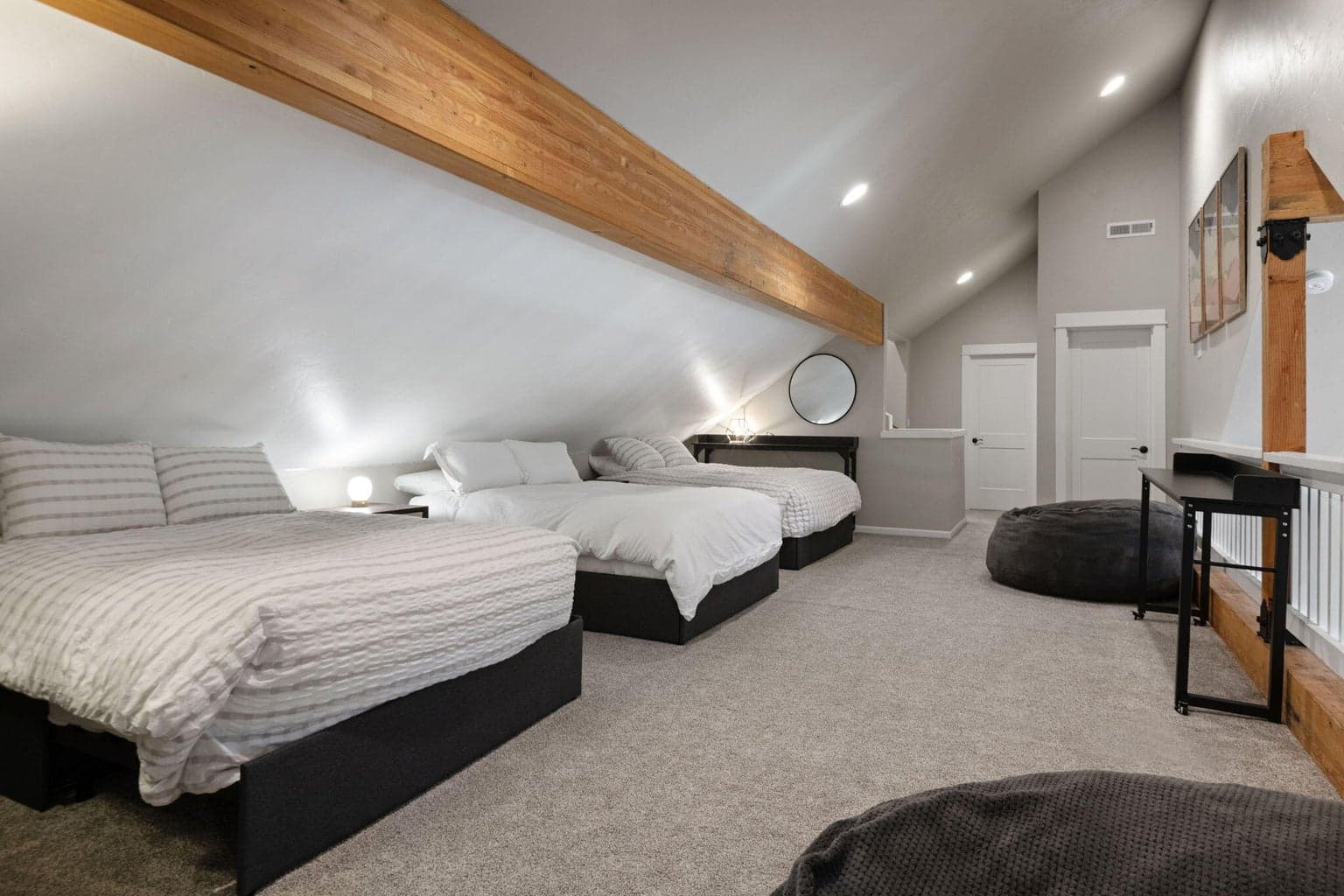 THREE double beds in upstairs loft