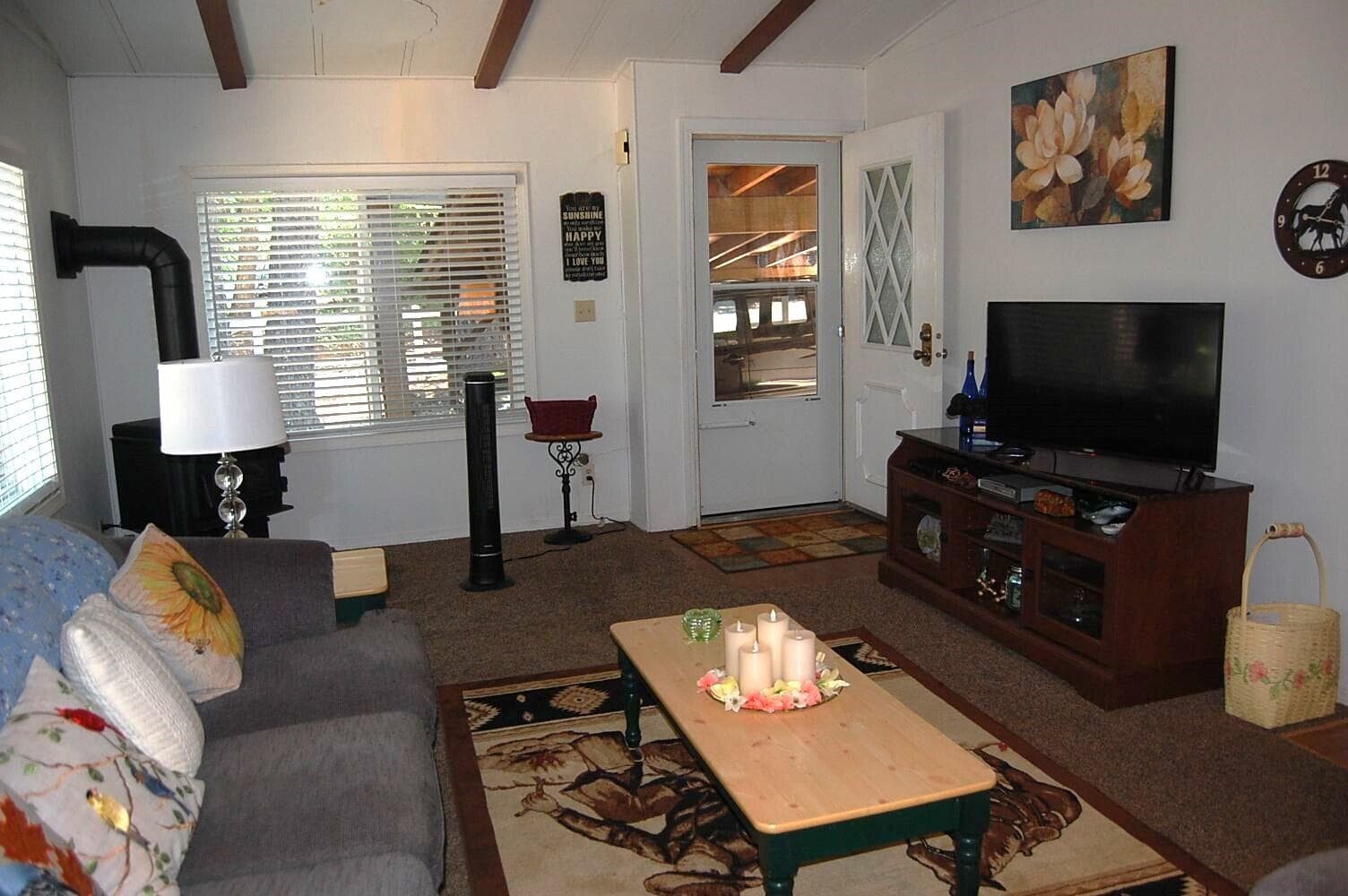 living room at front door
