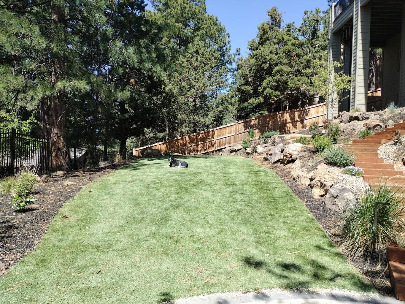 The level turf area is a standout feature in the West Hills, offering flat, usable space that is often hard to come by in this terrain.