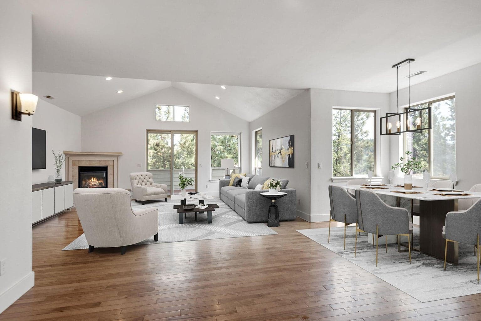 Main living/dining room, virtually staged