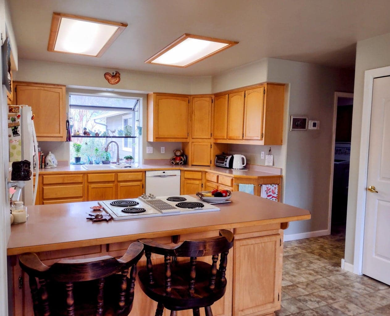Kitchen with garden window.